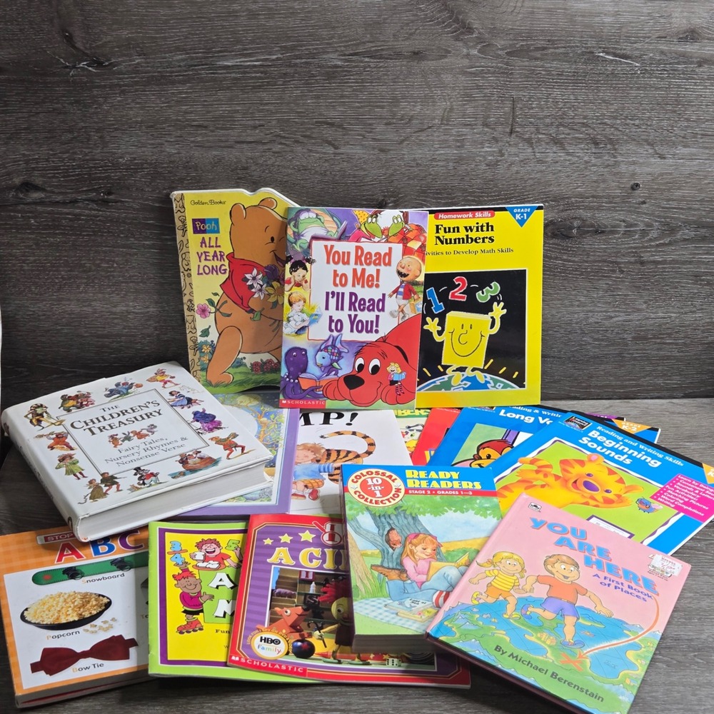 Lot 16 Children's Books & Learning Workbooks KG to 3 Math Reading Stories